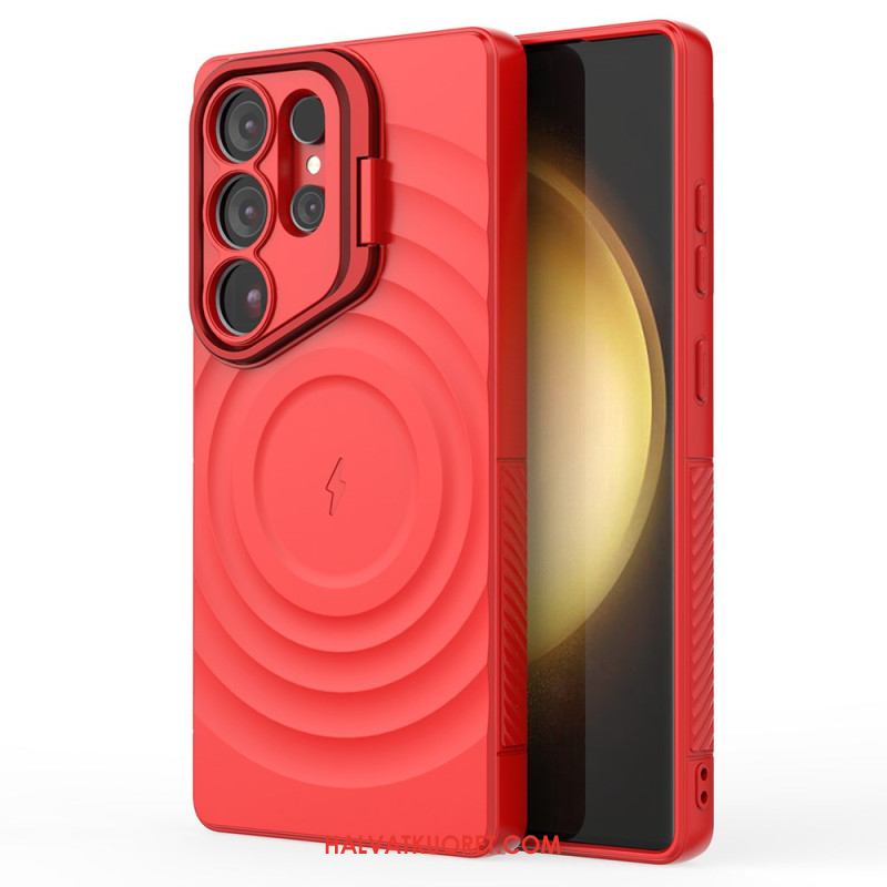 Kuori Samsung Galaxy S25 Ultra 5g Magsafe-yhteensopiva Aaltoileva Muotoilu Jalustalla Suojakuori