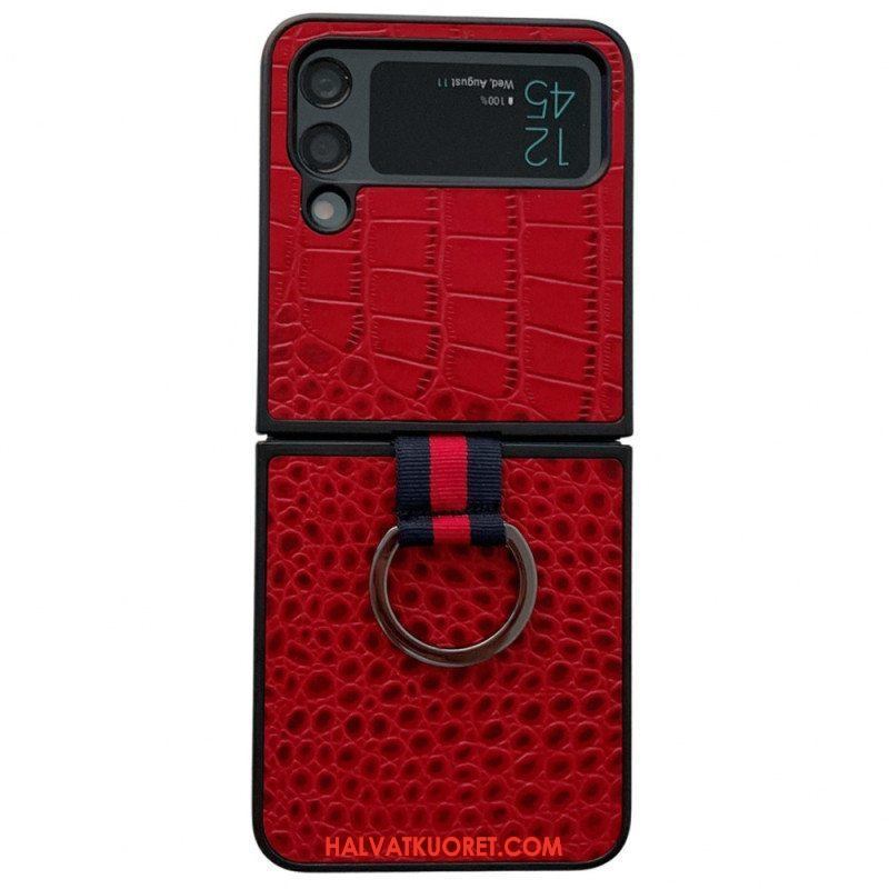 Kuori Samsung Galaxy Z Flip 4 Kotelot Flip Krokotiili Ja Sormustyyli