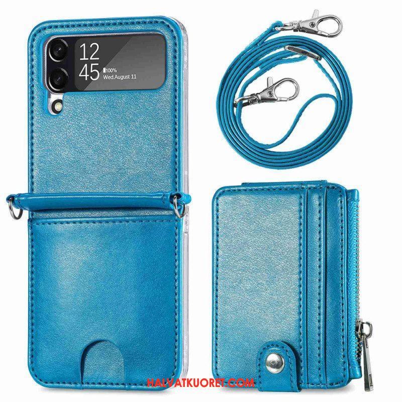 Kuori Samsung Galaxy Z Flip 4 Lompakkokotelo Kotelot Flip Lompakko Olkahihnalla
