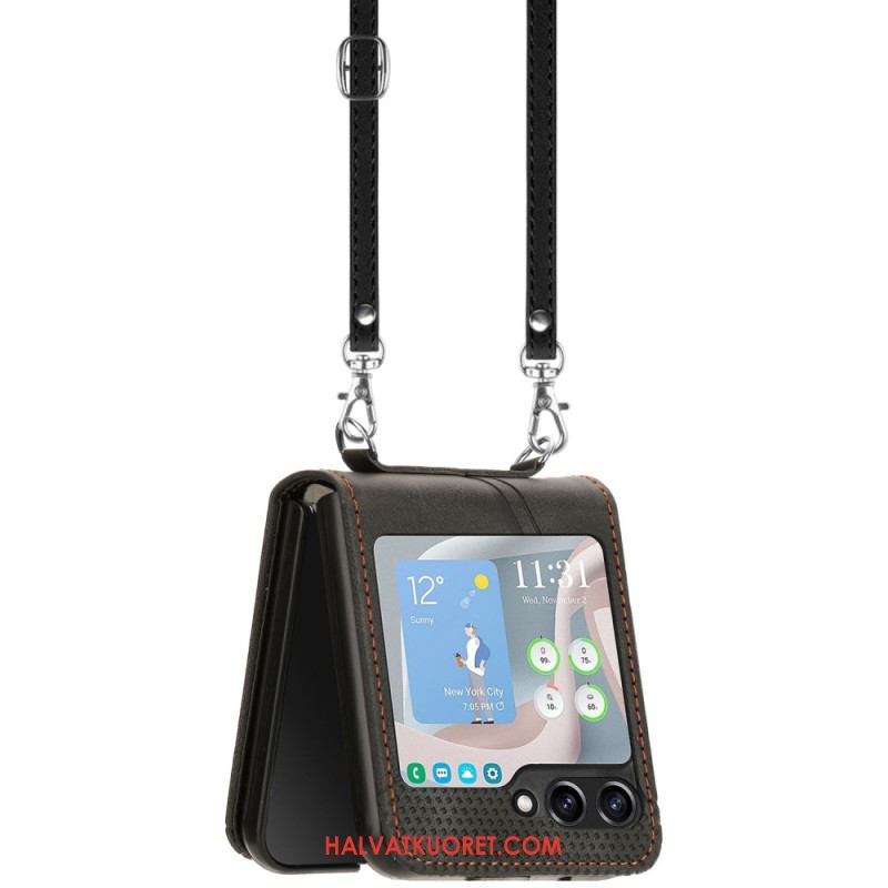 Kuori Samsung Galaxy Z Flip 7 Fe Geometrinen Kuvio Olkahihnalla