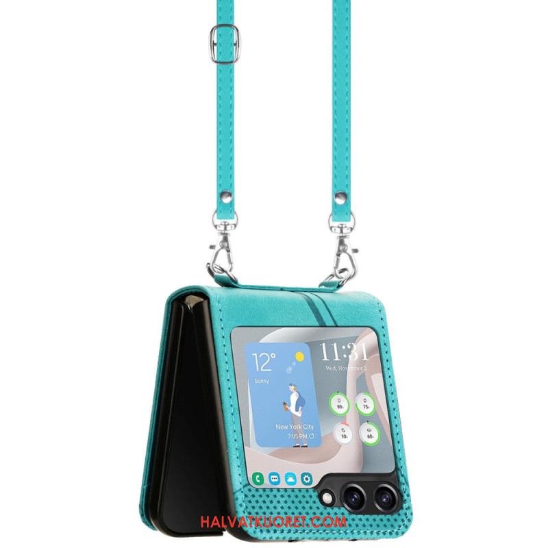 Kuori Samsung Galaxy Z Flip 7 Fe Geometrinen Kuvio Olkahihnalla