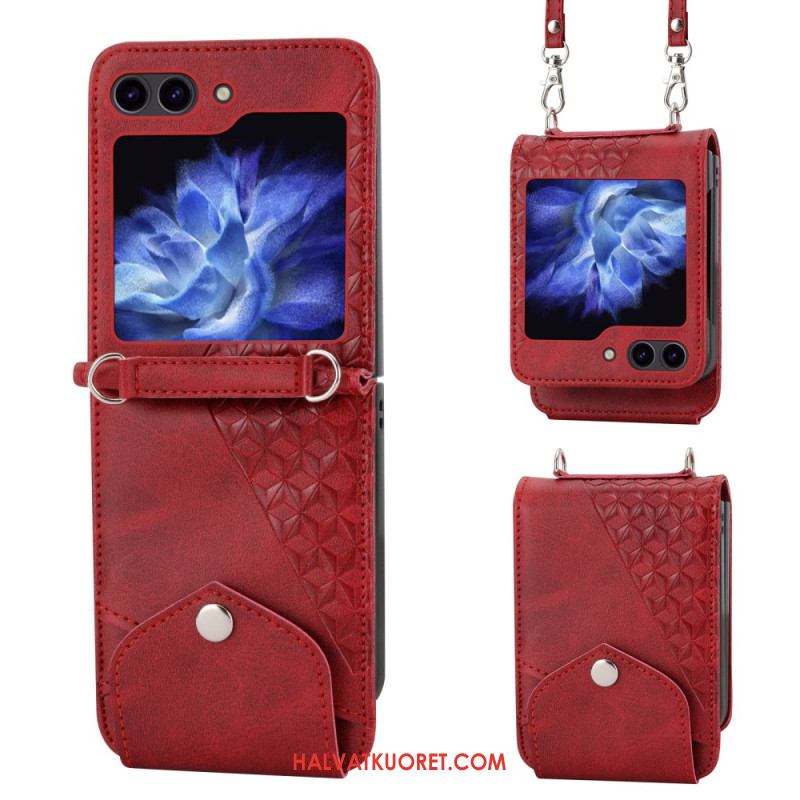 Kuori Samsung Galaxy Z Flip 7 Fe Keinonahkainen Friisi Olkahihnalla Suojakuori