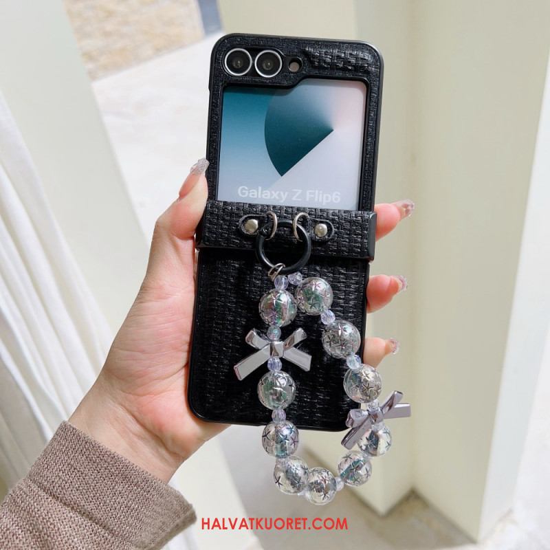 Kuori Samsung Galaxy Z Flip 7 Fe Keinonahkainen Ja Uniikki Rannehihna Suojakuori