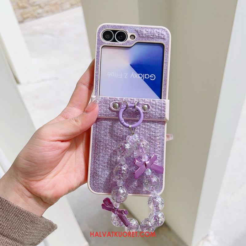 Kuori Samsung Galaxy Z Flip 7 Fe Keinonahkainen Ja Uniikki Rannehihna Suojakuori