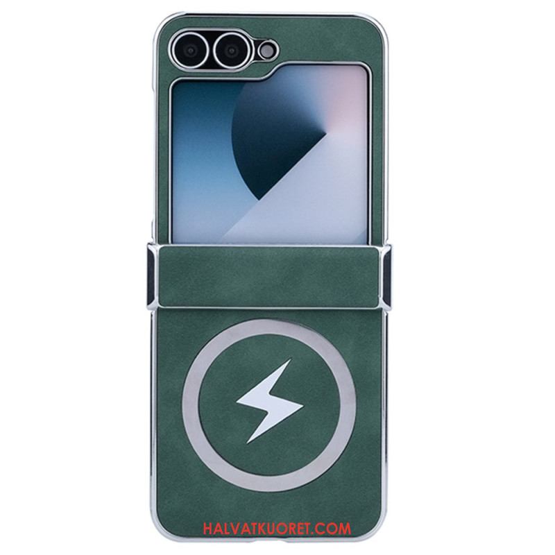 Kuori Samsung Galaxy Z Flip 7 Fe Magsafe-yhteensopiva Nahkaefekti
