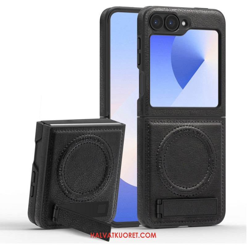 Kuori Samsung Galaxy Z Flip 7 Fe Magsafe-yhteensopiva Nahkaefekti Jalusta