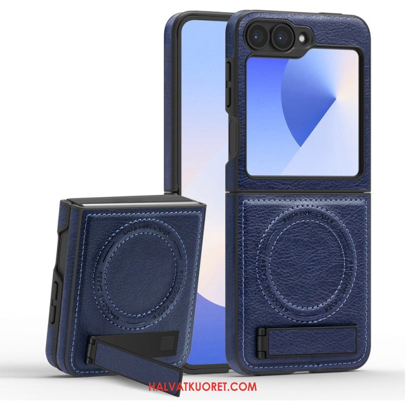 Kuori Samsung Galaxy Z Flip 7 Fe Magsafe-yhteensopiva Nahkaefekti Jalusta