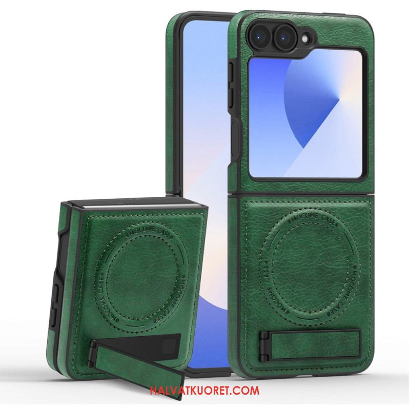 Kuori Samsung Galaxy Z Flip 7 Fe Magsafe-yhteensopiva Nahkaefekti Jalusta