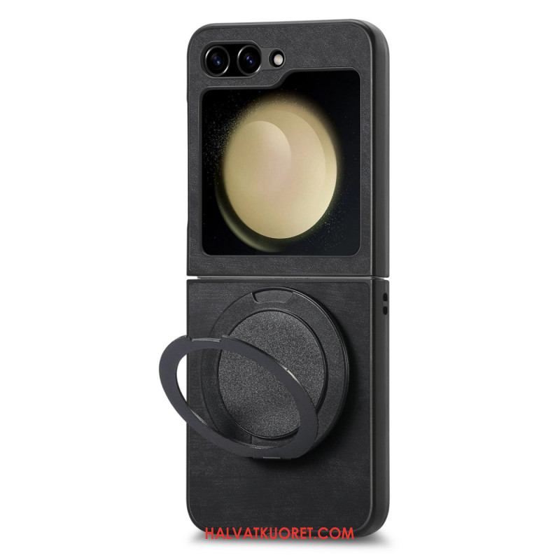 Kuori Samsung Galaxy Z Flip 7 Fe Mokkanahkaefekti Pyörivällä Jalustalla