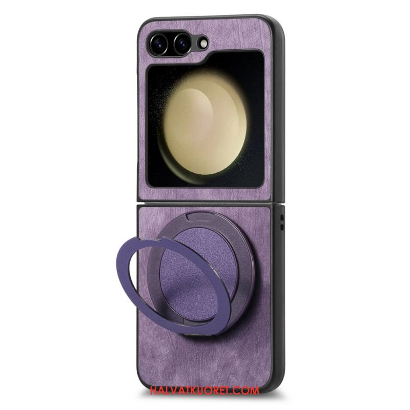 Kuori Samsung Galaxy Z Flip 7 Fe Mokkanahkaefekti Pyörivällä Jalustalla