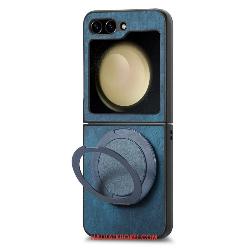 Kuori Samsung Galaxy Z Flip 7 Fe Mokkanahkaefekti Pyörivällä Jalustalla