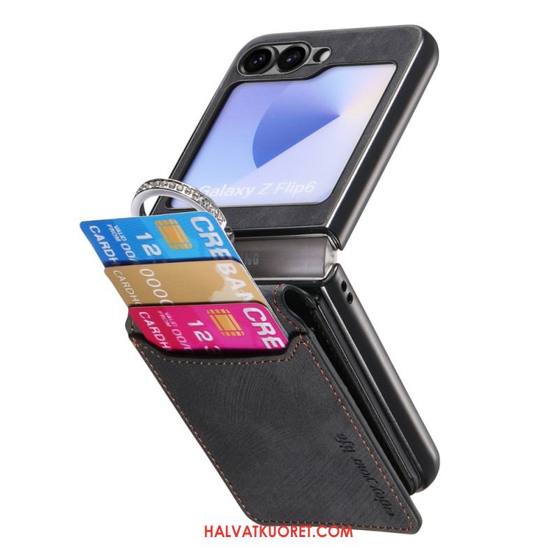 Kuori Samsung Galaxy Z Flip 7 Fe Mokkanahkakuvio Korttikotelolla Suojakuori
