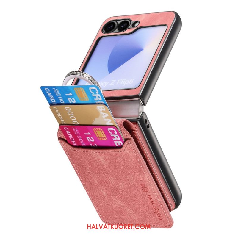 Kuori Samsung Galaxy Z Flip 7 Fe Mokkanahkakuvio Korttikotelolla Suojakuori