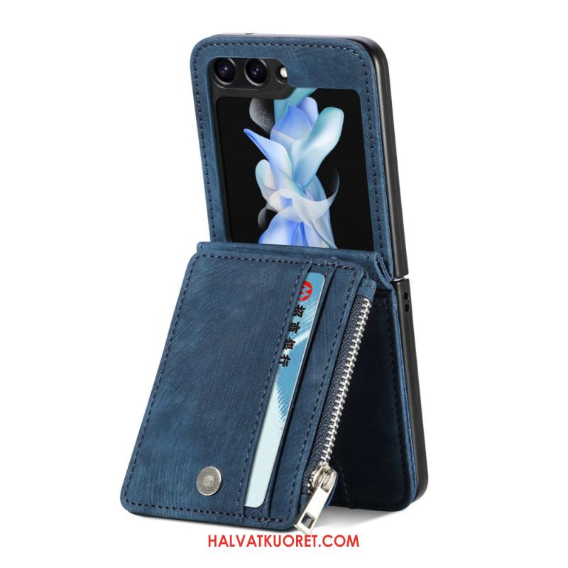 Kuori Samsung Galaxy Z Flip 7 Fe Retro Jalusta Ja Vetoketjullinen Korttipidike