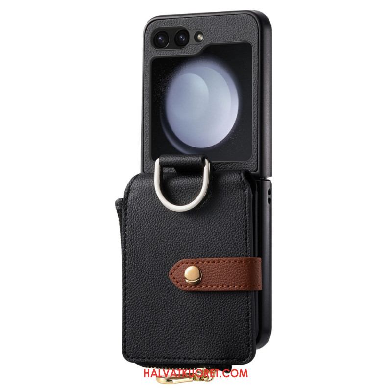 Kuori Samsung Galaxy Z Flip 7 Fe Vetoketjullinen Tasku Ja Sormuspidike Suojakuori