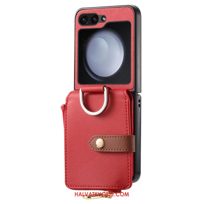 Kuori Samsung Galaxy Z Flip 7 Fe Vetoketjullinen Tasku Ja Sormuspidike Suojakuori