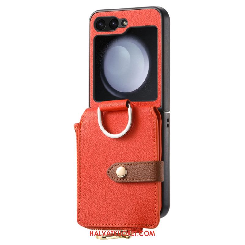 Kuori Samsung Galaxy Z Flip 7 Fe Vetoketjullinen Tasku Ja Sormuspidike Suojakuori