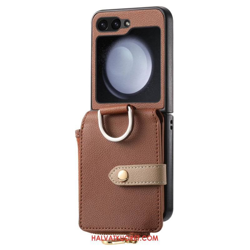 Kuori Samsung Galaxy Z Flip 7 Fe Vetoketjullinen Tasku Ja Sormuspidike Suojakuori