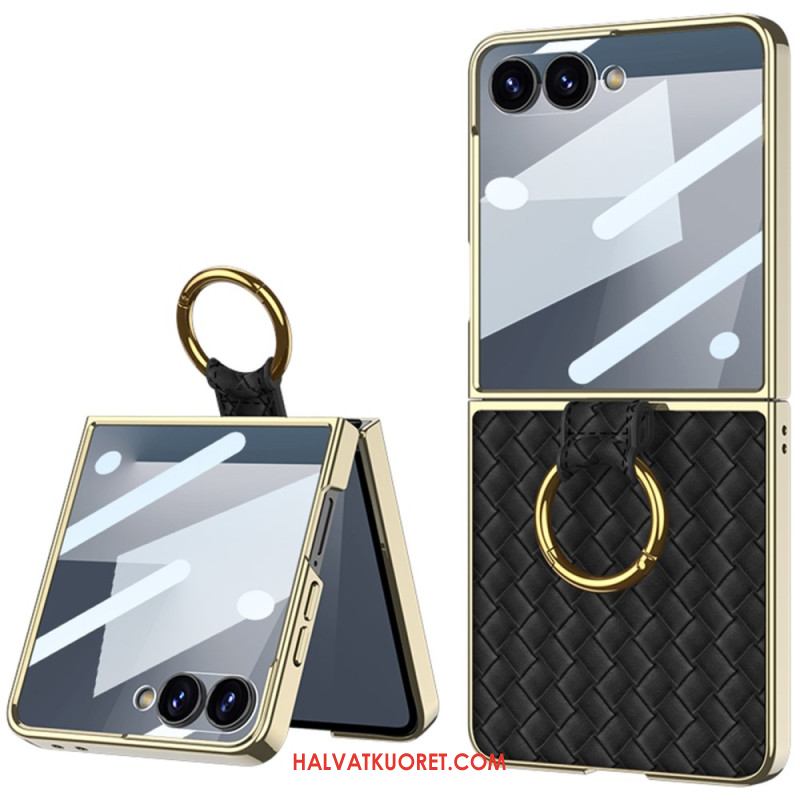 Kuori Samsung Galaxy Z Flip 7 Kudottu Kuviointi Sormuspidikkeellä