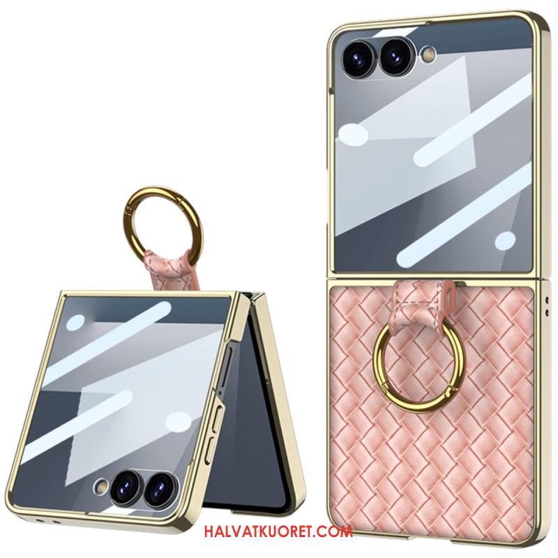 Kuori Samsung Galaxy Z Flip 7 Kudottu Kuviointi Sormuspidikkeellä