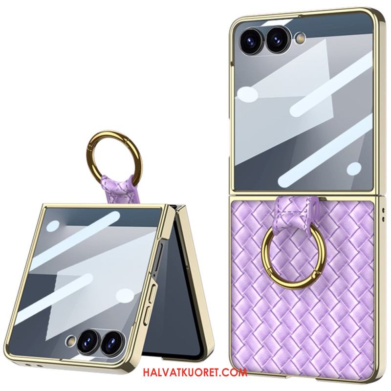 Kuori Samsung Galaxy Z Flip 7 Kudottu Kuviointi Sormuspidikkeellä