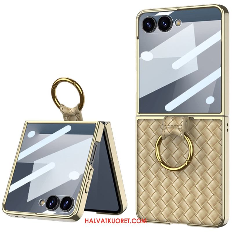 Kuori Samsung Galaxy Z Flip 7 Kudottu Kuviointi Sormuspidikkeellä