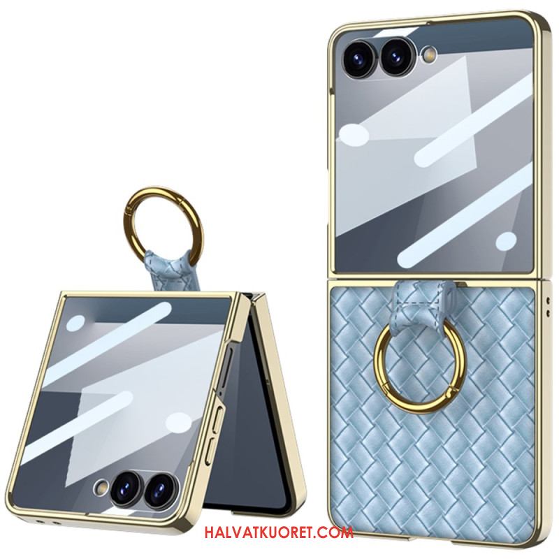 Kuori Samsung Galaxy Z Flip 7 Kudottu Kuviointi Sormuspidikkeellä