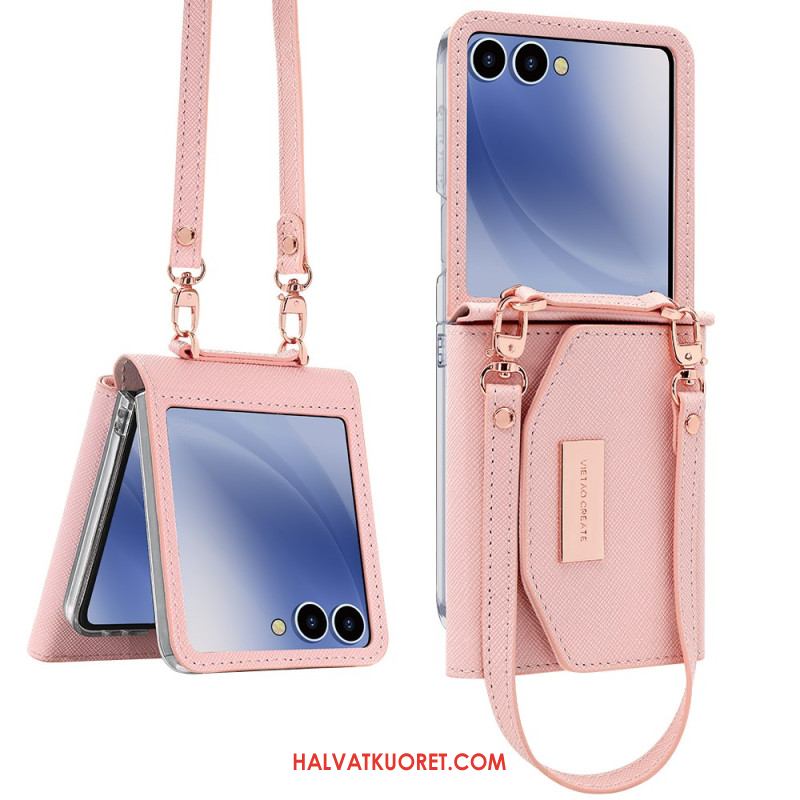 Kuori Samsung Galaxy Z Flip 7 Lompakko Ja Hihna Suojakuori