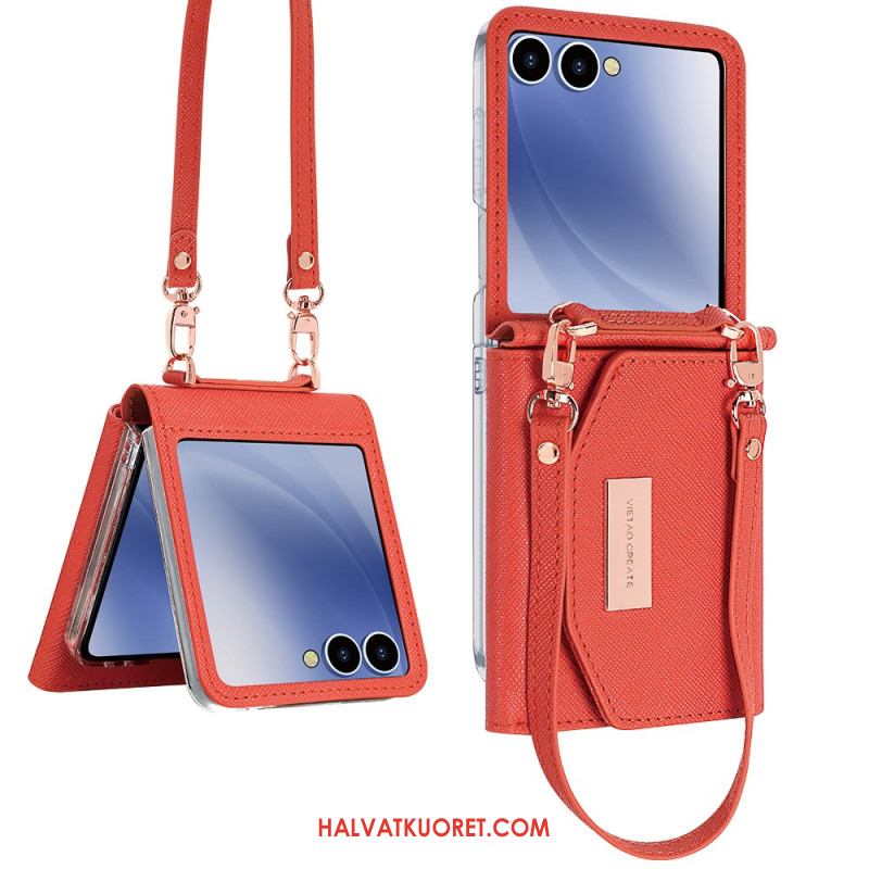 Kuori Samsung Galaxy Z Flip 7 Lompakko Ja Hihna Suojakuori