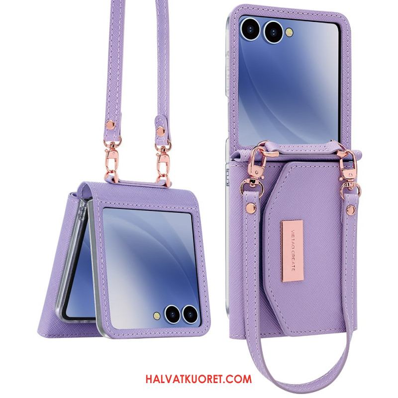 Kuori Samsung Galaxy Z Flip 7 Lompakko Ja Hihna Suojakuori