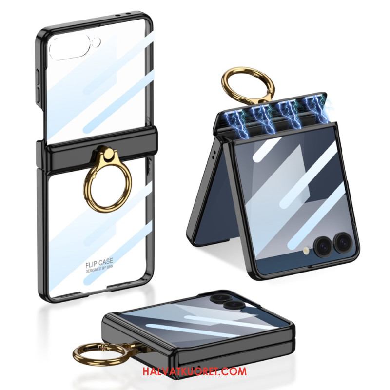 Kuori Samsung Galaxy Z Flip 7 Läpinäkyvä Jalustalla Ja Magneettisella Suojauksella Gkk