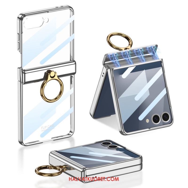 Kuori Samsung Galaxy Z Flip 7 Läpinäkyvä Jalustalla Ja Magneettisella Suojauksella Gkk