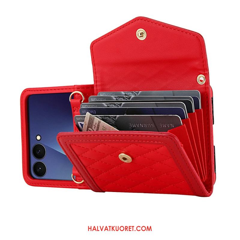 Kuori Samsung Galaxy Z Flip 7 Pehmustettu Korttikotelo Ja Olkahihna