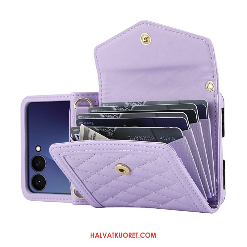 Kuori Samsung Galaxy Z Flip 7 Pehmustettu Korttikotelo Ja Olkahihna