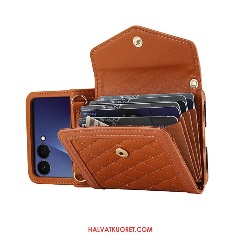 Kuori Samsung Galaxy Z Flip 7 Pehmustettu Korttikotelo Ja Olkahihna