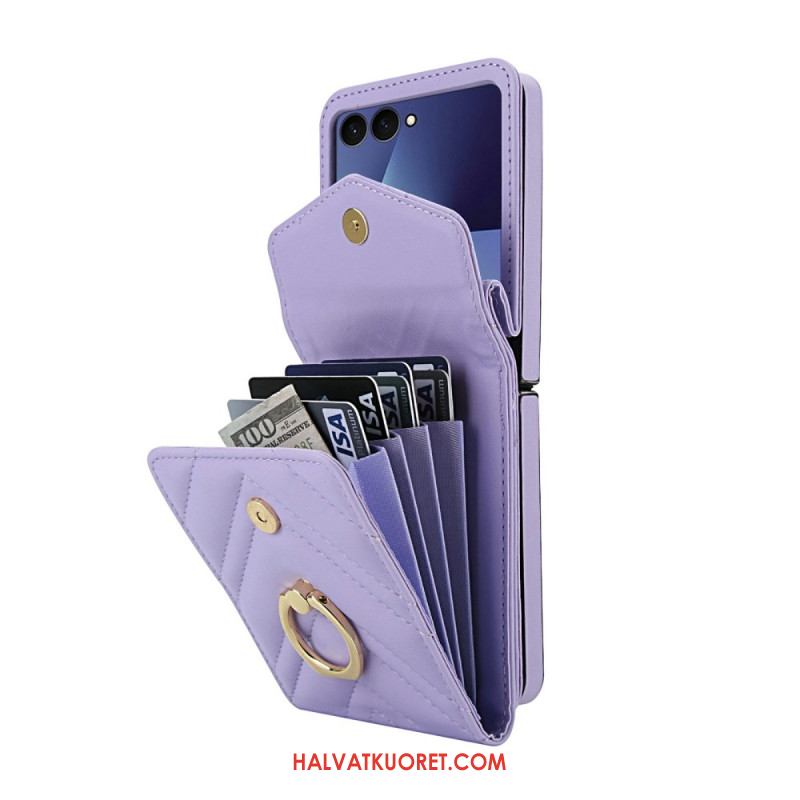 Kuori Samsung Galaxy Z Flip 7 Rfid-suojattu Korttikotelo Ja Hihna