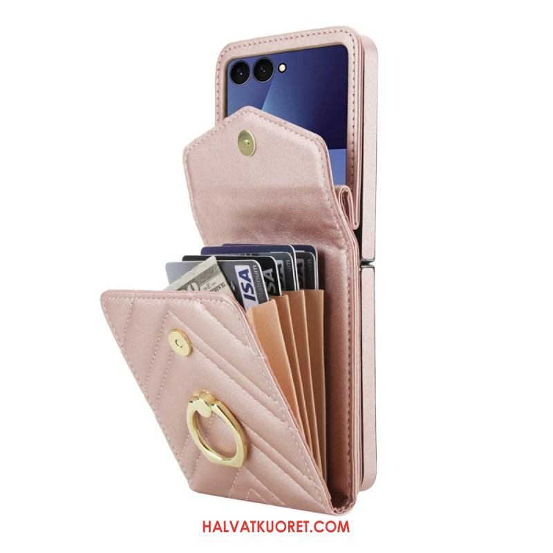 Kuori Samsung Galaxy Z Flip 7 Rfid-suojattu Korttikotelo Ja Hihna
