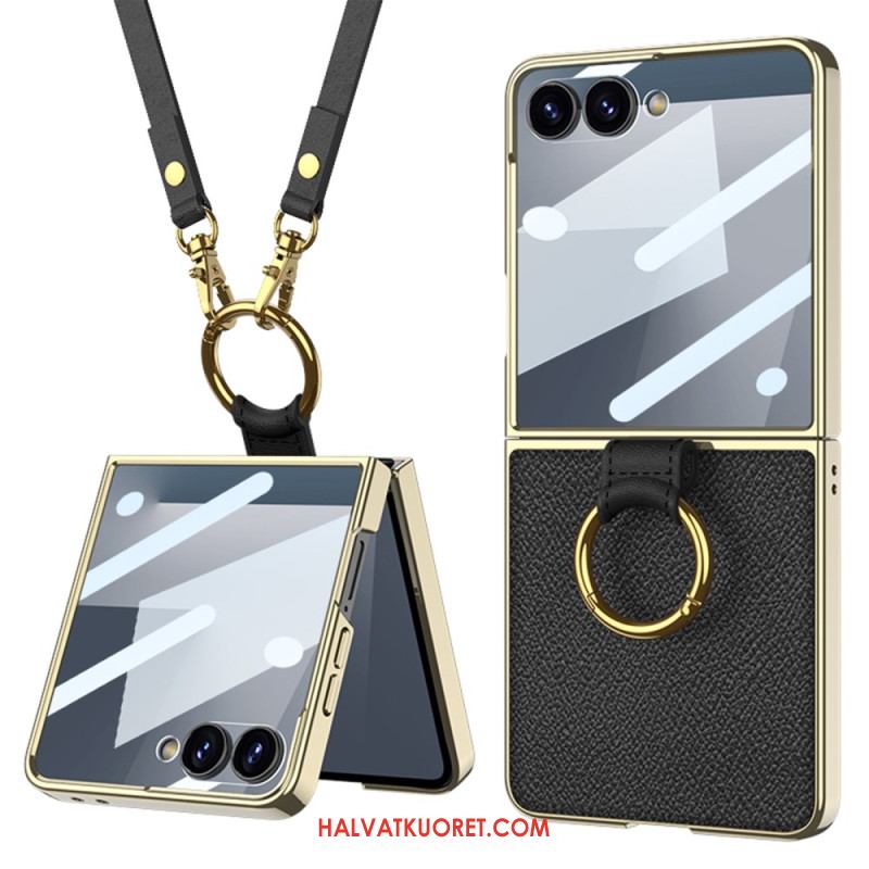 Kuori Samsung Galaxy Z Flip 7 Sormuspidike Ja Irrotettava Olkahihna