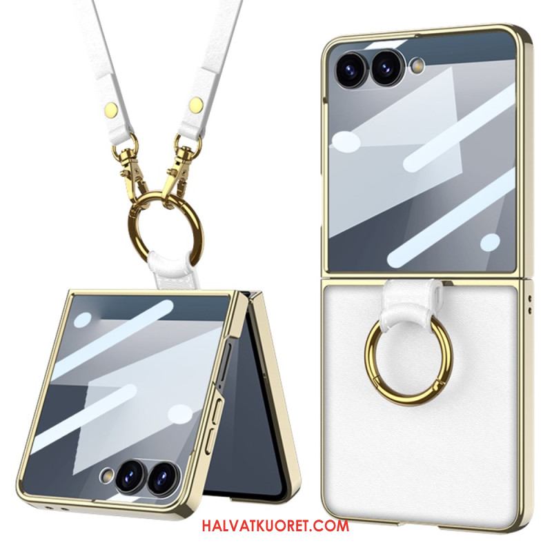 Kuori Samsung Galaxy Z Flip 7 Sormuspidike Ja Irrotettava Olkahihna