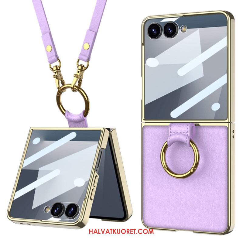 Kuori Samsung Galaxy Z Flip 7 Sormuspidike Ja Irrotettava Olkahihna