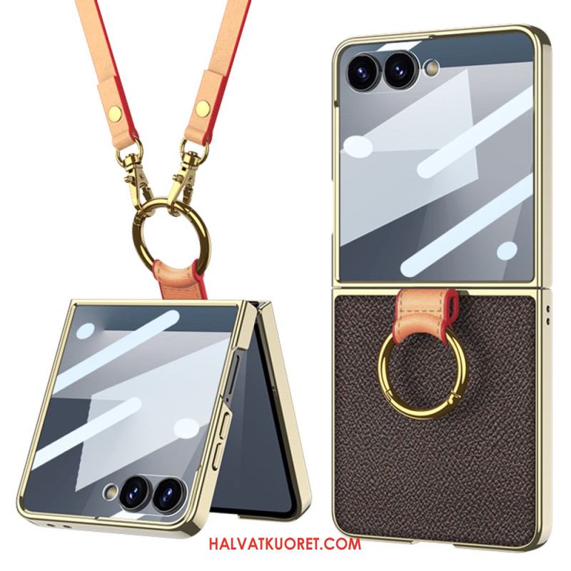 Kuori Samsung Galaxy Z Flip 7 Sormuspidike Ja Irrotettava Olkahihna