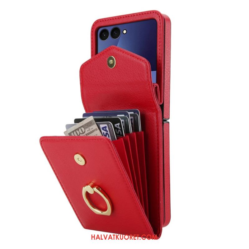 Kuori Samsung Galaxy Z Flip 7 Tikattu Lompakko Ja Hihna Suojakuori