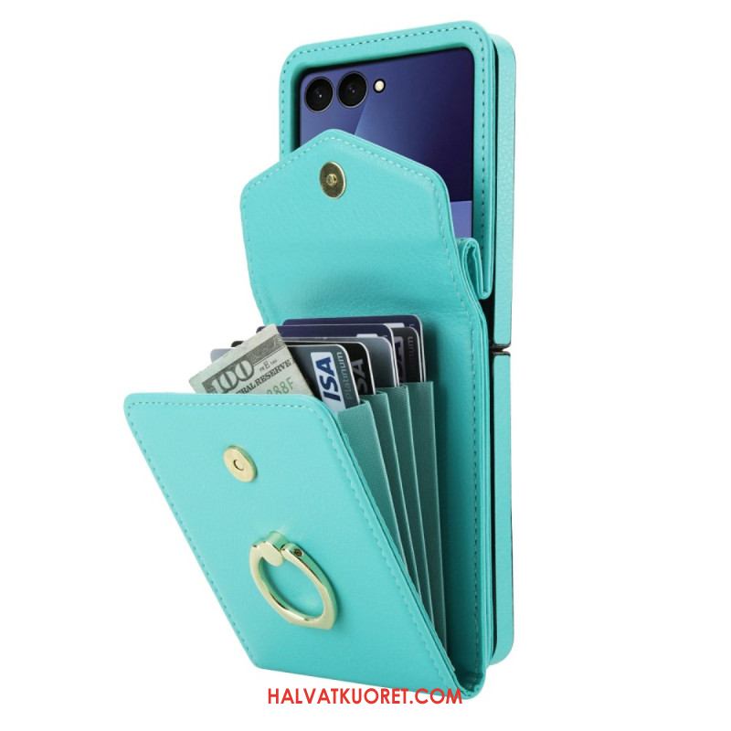 Kuori Samsung Galaxy Z Flip 7 Tikattu Lompakko Ja Hihna Suojakuori