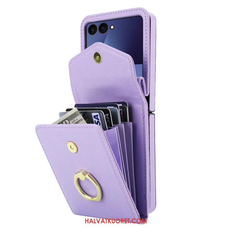 Kuori Samsung Galaxy Z Flip 7 Tikattu Lompakko Ja Hihna Suojakuori