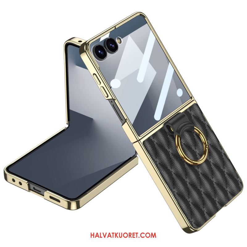 Kuori Samsung Galaxy Z Flip 7 Tikattu Muotoilu Sormuspidikkeellä