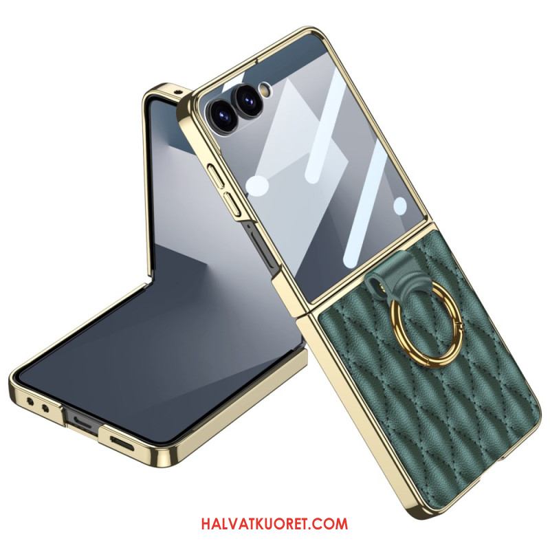 Kuori Samsung Galaxy Z Flip 7 Tikattu Muotoilu Sormuspidikkeellä