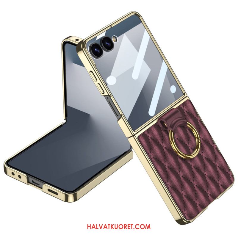Kuori Samsung Galaxy Z Flip 7 Tikattu Muotoilu Sormuspidikkeellä