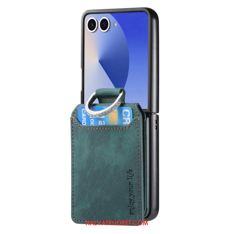 Kuori Samsung Galaxy Z Flip 7 Vintage-efektinen Korttikotelo Ja Pidike Suojakuori