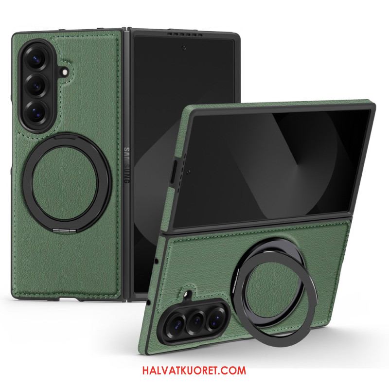 Kuori Samsung Galaxy Z Fold 7 Magsafe-yhteensopiva Nahkaefekti Pyörivällä Rengaspidikkeellä