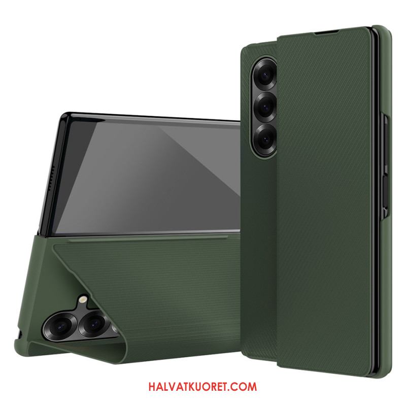 Kuori Samsung Galaxy Z Fold 7 Nahkaefekti Integroidulla Jalustalla